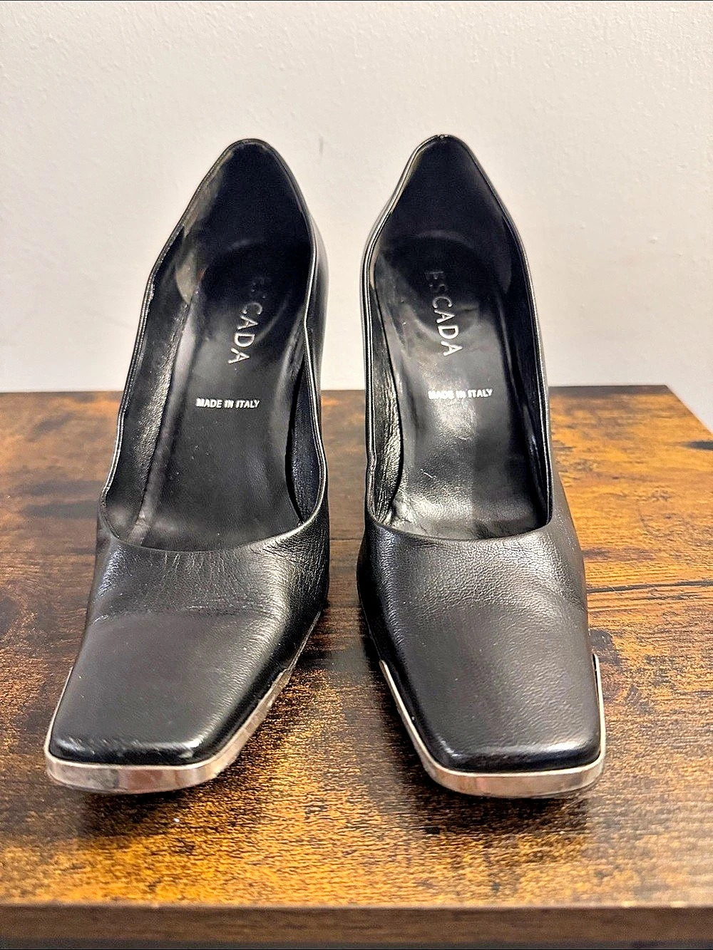 Escada Black Square Toe Heels